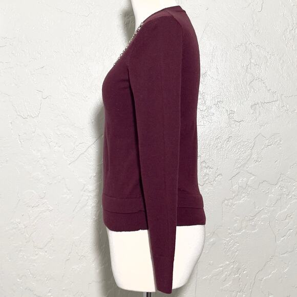 Kate Spade SZ XS Ruby Maroon Red Jewel Sweater - Picture 5 of 7